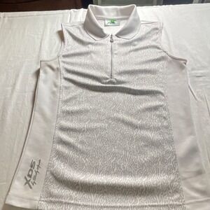 Daily Sports Women's Sleeveless White Gray Golf Polo Shirt S Zip Front Collared